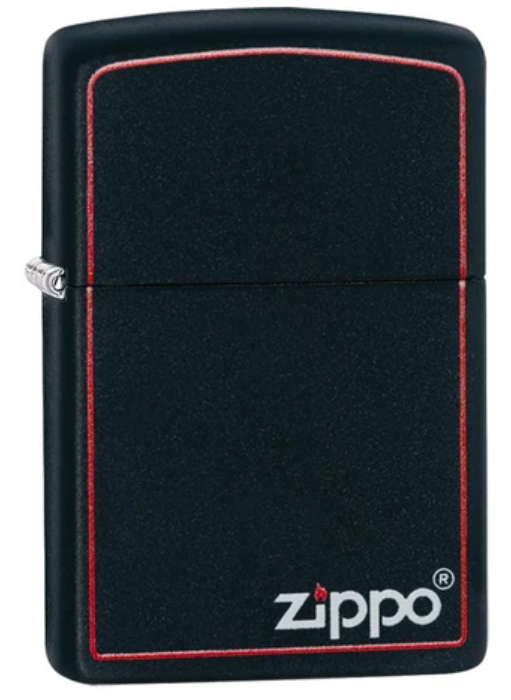 Zippo Black Matte Red Outline Lighter ZIP68 ZIPPO Mandel