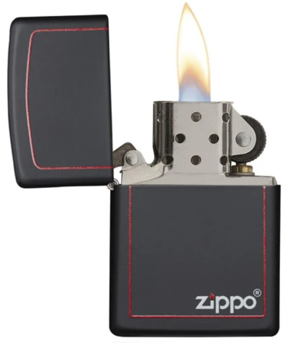 Zippo Black Matte Red Outline Lighter ZIP68 ZIPPO Mandel